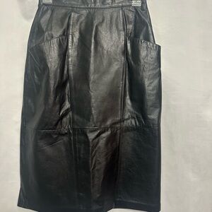 Jacqueline Ferrar Black Leather A- Line Skirt